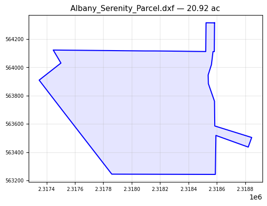 Albany_Serenity_Parcel.dxf boundary