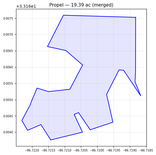 Merged site boundary